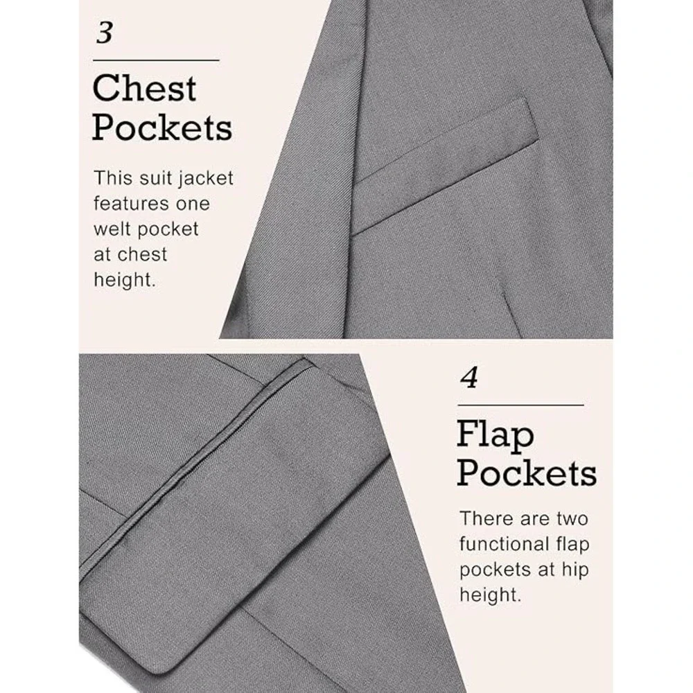 Mens Sport Coat Casual Blazer One Button Business Suit Jacket - Light Grey SM